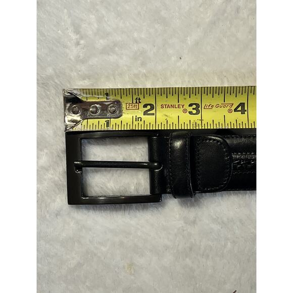 Mezlan Spain 38 Mens Leather Dress Belt Black with Gunmetal Tone Buckle - Picture 8 of 15